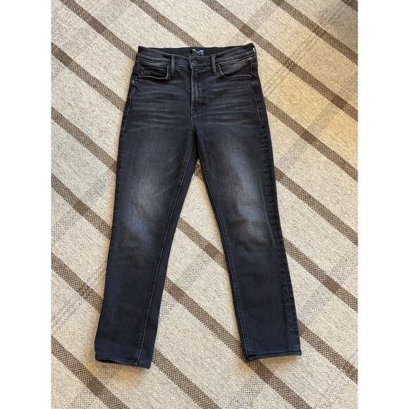 Mother The Mid Rise Dazzler Flood Not Today Satan Black Jeans 26 Straight - Picture 1 of 9